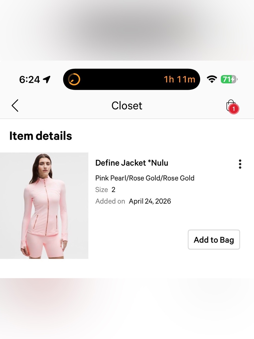 Lululemon Pink Pearl with rose gold zipper define jacket - Picture 4 of 4